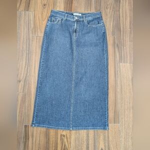 Chico's Platinum Leonis Skirt Women's Maxi Blue Denim Skirt, Size 0 (US 4)